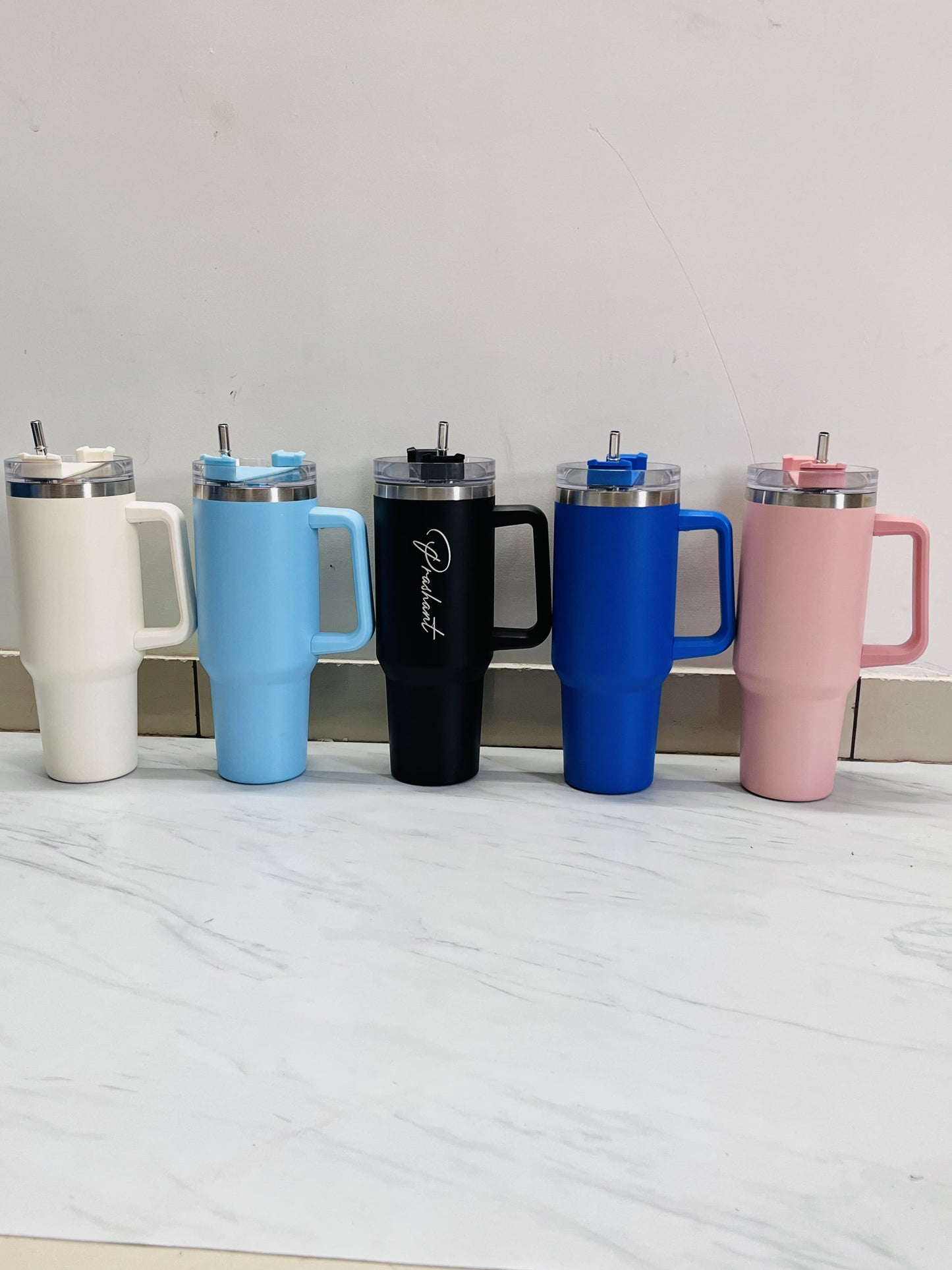 Custom Name Travel Tumbler – 1200ML Vacuum Insulated Stainless Steel Flask with Straw