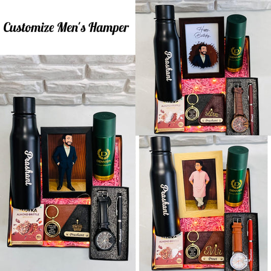 Customized Men's Gift Hamper with Ghibli Art Frame – Personalized Gift Set for Him