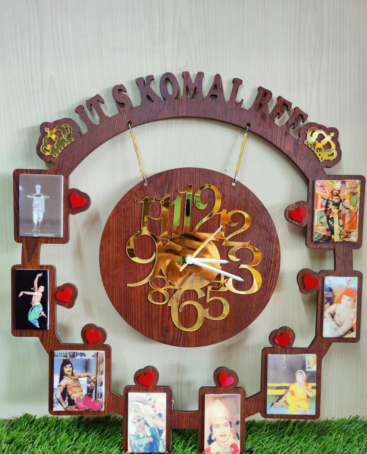 Engraved Name & Photo Wall Clock – Custom Wooden Timepiece