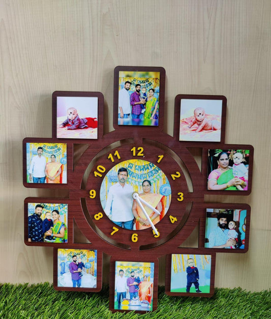 Personalized Wooden Wall Clock with Your Photos – Custom Photo Clock
