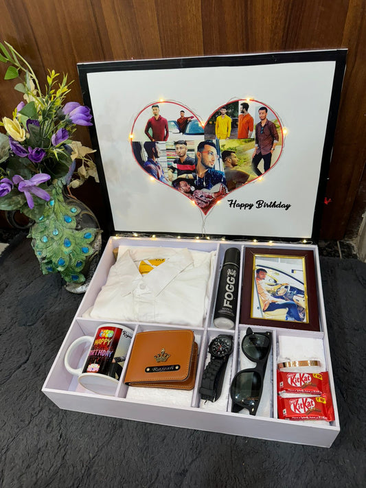 🎁 Ultimate Personalized Gift Combo – Customized Frame, Wallet, Mug, Kadha, Shirt, Deo, Watch & More