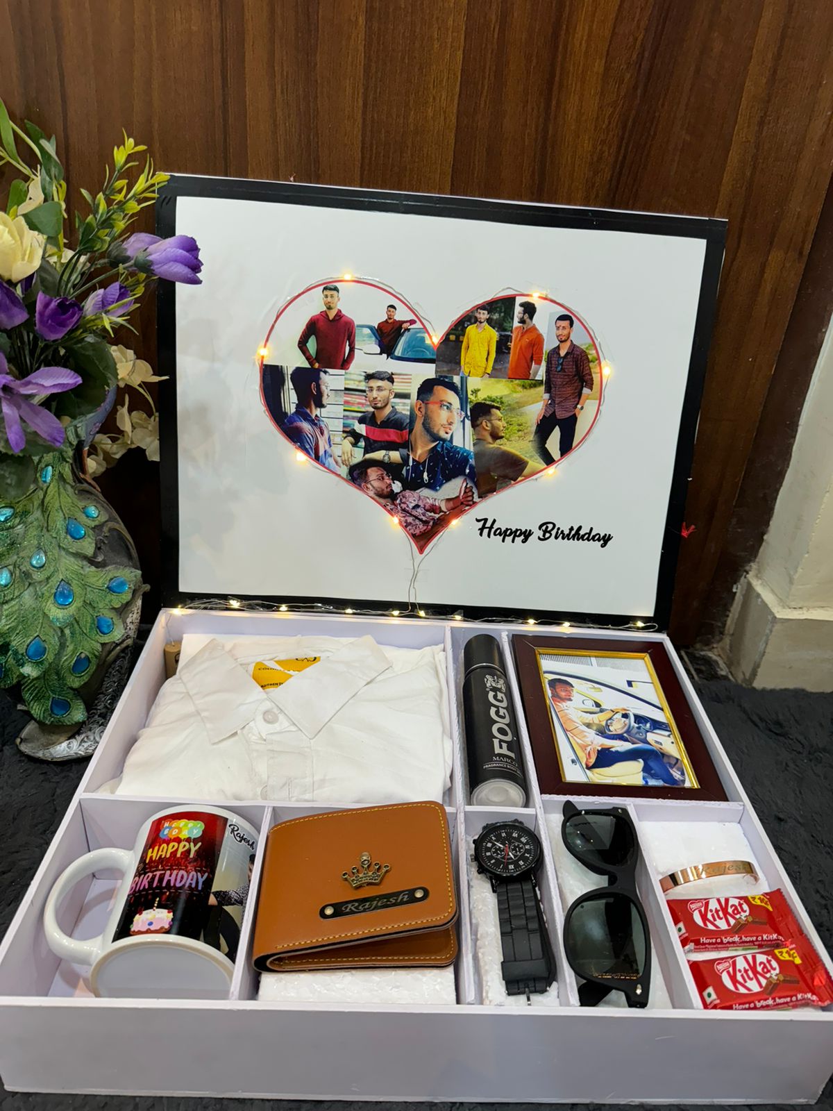 🎁 Ultimate Personalized Gift Combo – Customized Frame, Wallet, Mug, Kadha, Shirt, Deo, Watch & More