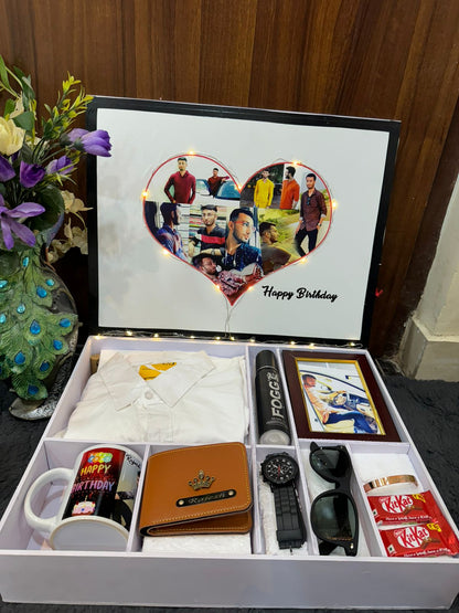 🎁 Ultimate Personalized Gift Combo – Customized Frame, Wallet, Mug, Kadha, Shirt, Deo, Watch & More