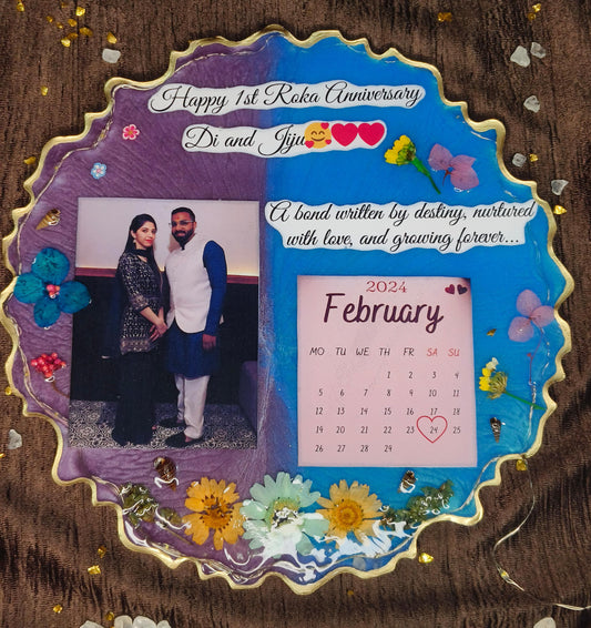 LED Resin Photo Frame | Customizable Theme & Color | 8-Inch | With Stand & LED Lights |