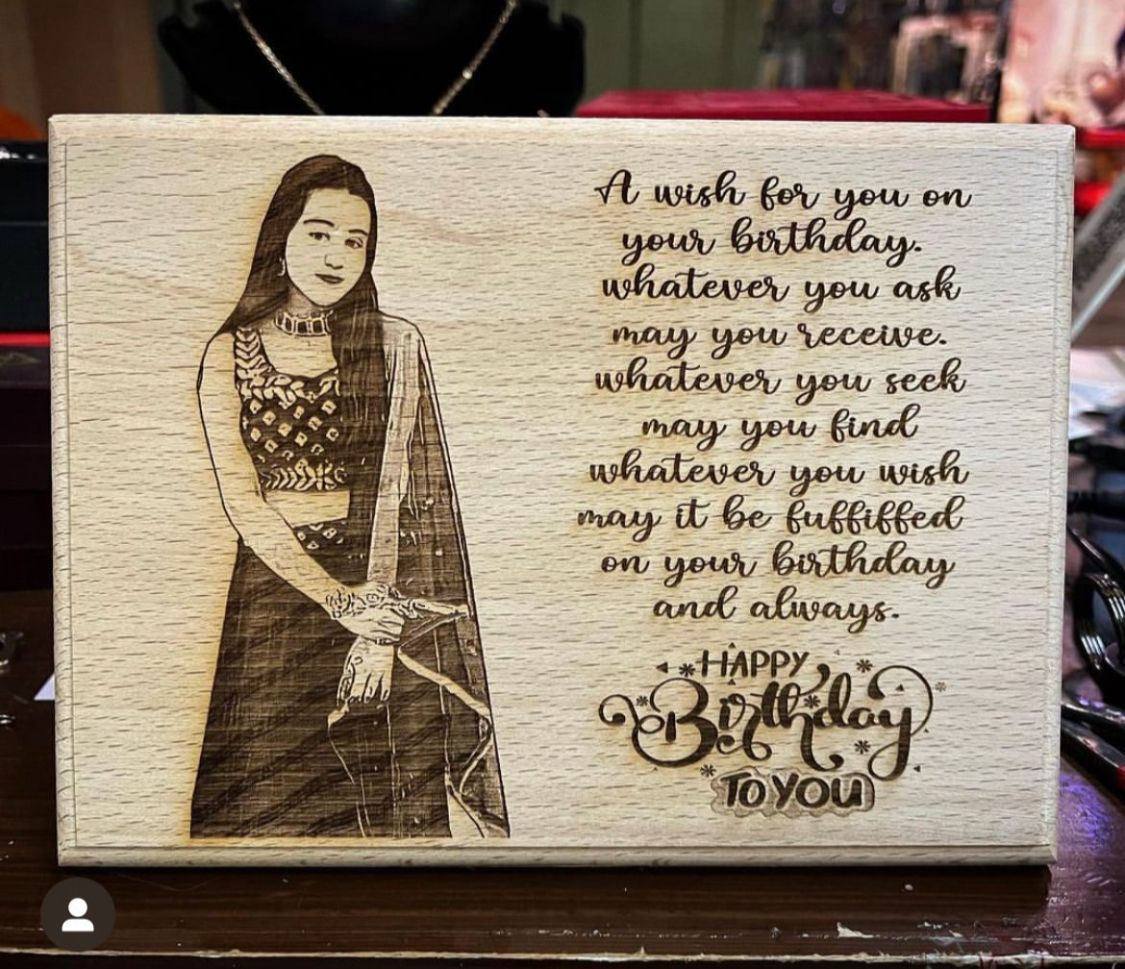 Personalized 4*6 inch MDF Engraved Wooden Photo Frame – Custom Gift