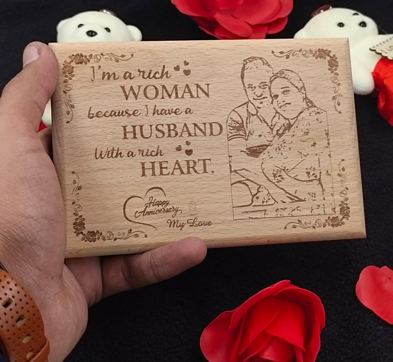 Personalized 4*6 inch MDF Engraved Wooden Photo Frame – Custom Gift