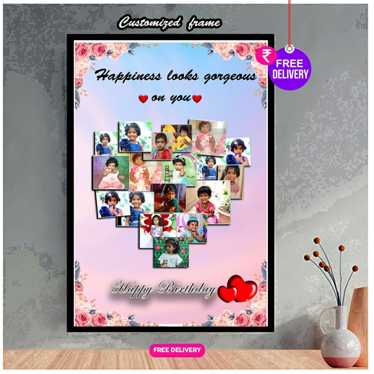 Heart Design Multi-Photo Collage Frame – ClickNGreet Decorative Wall Display