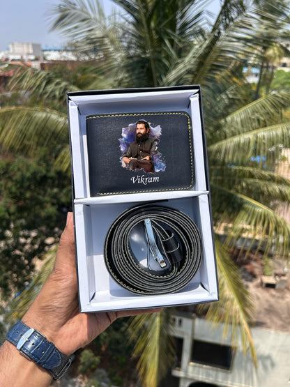 Personalized premium Photo Wallet & Belt Combo for Men | Gift Set for Him |
