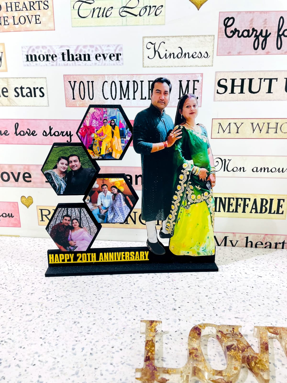 Premium Personalized Tabletop Display – Elegant Home &amp | Custom Message Stand