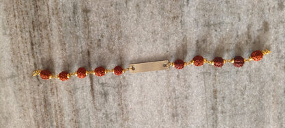 Customized Name Metal Engraved Rudraksha Rakhi – Personalized Raksha Bandhan Gift by ClickNGreet