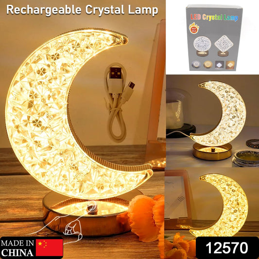 MoonGlow Crystal Touch Lamp – 3-Color Dimmable Night Light