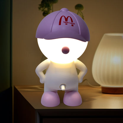 Cute Cartoon Design Led Desk Night Light With Plastic Head Cap (1 Pc)