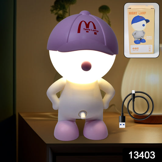 Cute Cartoon Design Led Desk Night Light With Plastic Head Cap (1 Pc)
