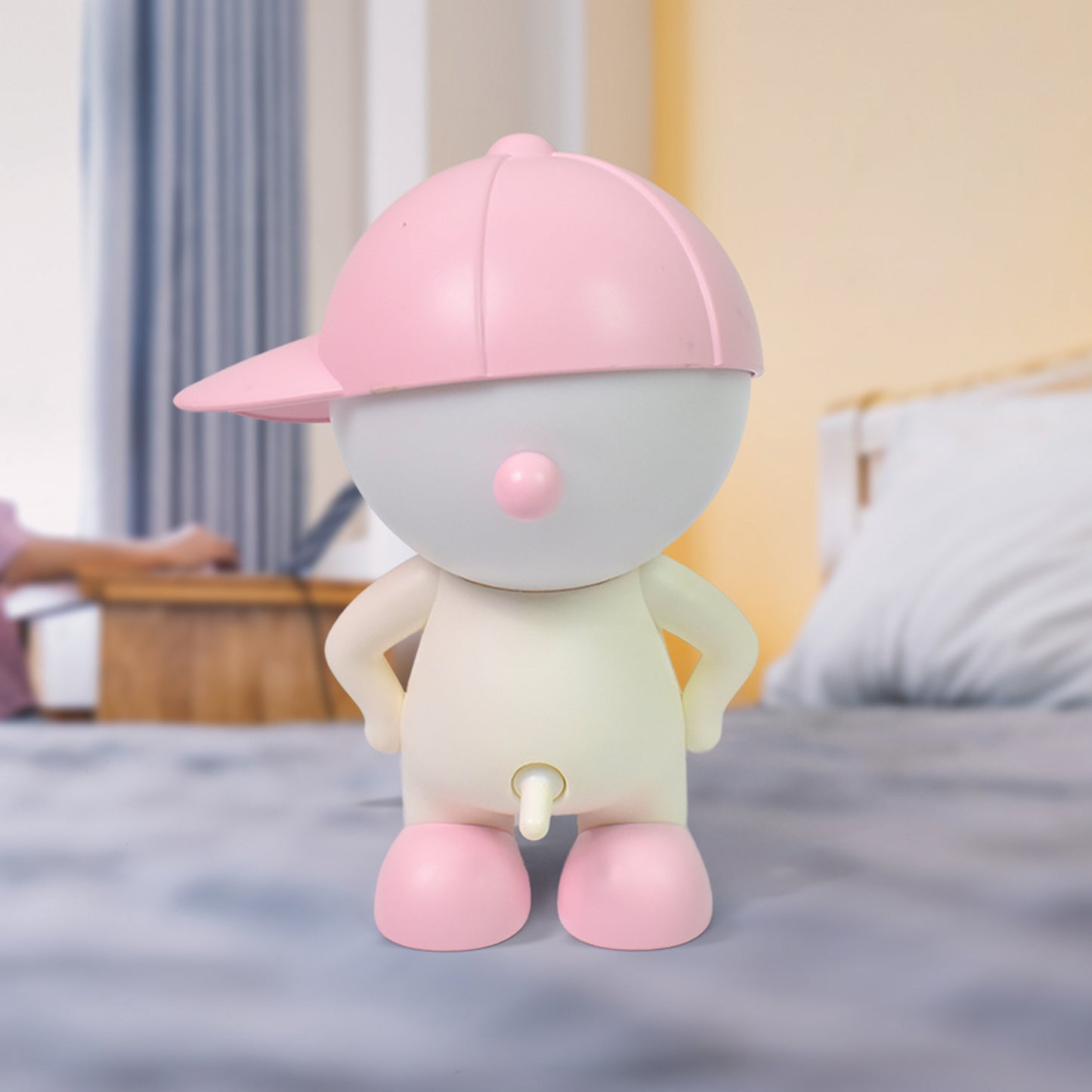 Cute Cartoon Design Led Desk Night Light With Plastic Head Cap (1 Pc)