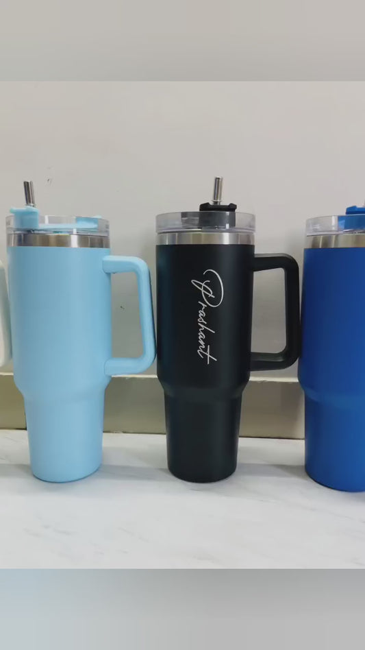 Custom Name Travel Tumbler – 1200ML Vacuum Insulated Stainless Steel Flask with Straw