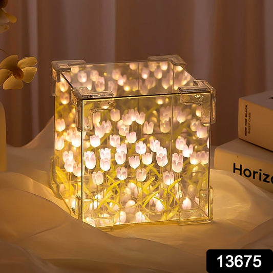 Cube Tulip Night Lamp  Led Decorative Nights Lamp For Bedroom