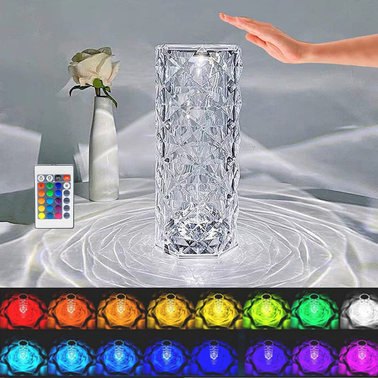CrystalGlow Rose Lamp – 16-Color Touch & Remote Control